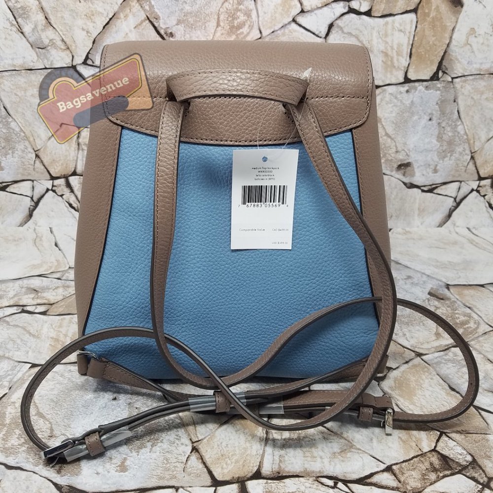 Leila Backpack Colorblock Baltic Sea Kate Spade Blue And Tan - Picture 7 of 11